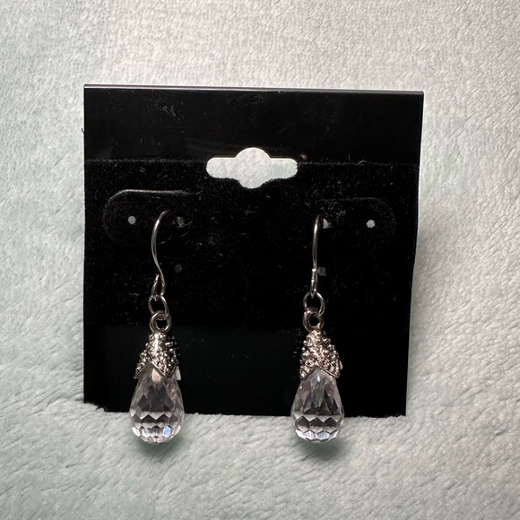 Clear Stone with Silver Drop Earrings - Picture 1 of 2